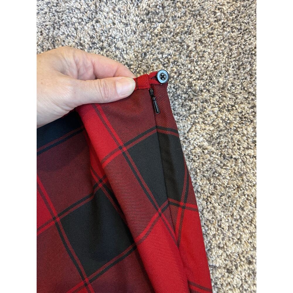 Liz Claiborne Liz Sport Women's Red Black Plaid Maxi Skirt Size 8 - Picture 2 of 6